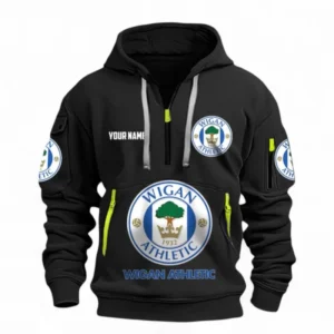 Wigan Athletic Fans Gift Hoodie Half Zipper, All Over Print Hoodie Half Zipper For Sport Fan, Custom Name EPL116073125022-Black