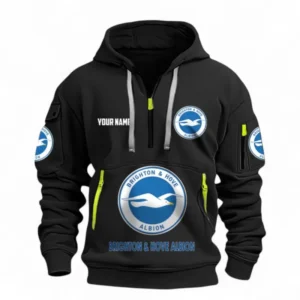 Brighton Fans Gift Hoodie Half Zipper, All Over Print Hoodie Half Zipper For Sport Fan, Custom Name EPL116073125023-Black