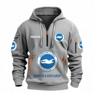 Brighton Fans Gift Hoodie Half Zipper, All Over Print Hoodie Half Zipper For Sport Fan, Custom Name EPL116073125023-Grey