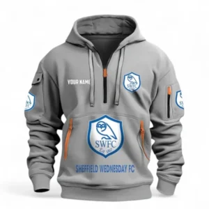 Sheffield Wednesday Fans Gift Hoodie Half Zipper, All Over Print Hoodie Half Zipper For Sport Fan, Custom Name EPL116073125024-Grey