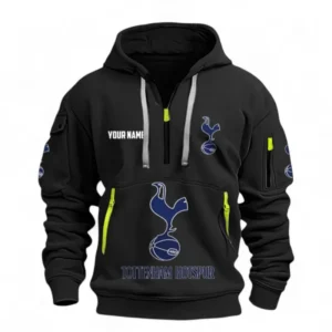 Tottenham Hotspur Fans Gift Hoodie Half Zipper, All Over Print Hoodie Half Zipper For Sport Fan, Custom Name EPL116073125025-Black
