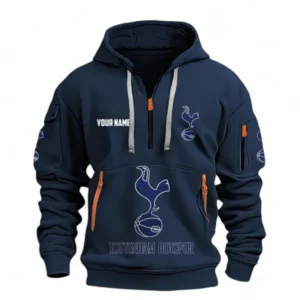 Tottenham Hotspur Fans Gift Hoodie Half Zipper, All Over Print Hoodie Half Zipper For Sport Fan, Custom Name EPL116073125025-Navy