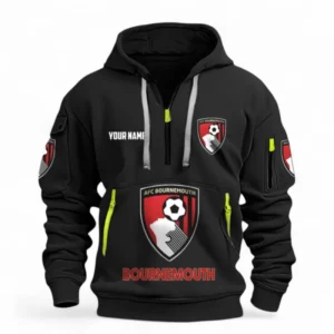 AFC Bournemouth Fans Gift Hoodie Half Zipper, All Over Print Hoodie Half Zipper For Sport Fan, Custom Name EPL116073125029-Black