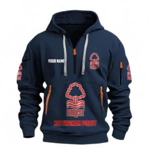 Nottingham Forest Fans Gift Hoodie Half Zipper, All Over Print Hoodie Half Zipper For Sport Fan, Custom Name EPL116073125033-Navy