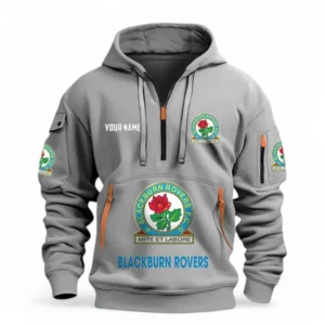 Blackburn Rovers Fans Gift Hoodie Half Zipper, All Over Print Hoodie Half Zipper For Sport Fan, Custom Name EPL116073125039-Grey