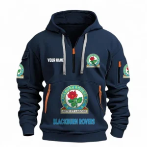 Blackburn Rovers Fans Gift Hoodie Half Zipper, All Over Print Hoodie Half Zipper For Sport Fan, Custom Name EPL116073125039-Navy