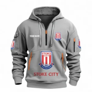 Stoke City Fans Gift Hoodie Half Zipper, All Over Print Hoodie Half Zipper For Sport Fan, Custom Name EPL116073125041-Grey