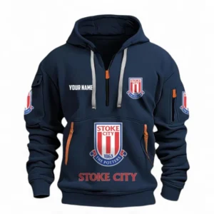 Stoke City Fans Gift Hoodie Half Zipper, All Over Print Hoodie Half Zipper For Sport Fan, Custom Name EPL116073125041-Navy