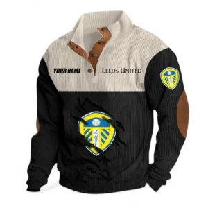 Leeds United Fans Gift Men's Stand Up Collar Base Shirt, All Over Print Men's Stand Up Collar Base Shirt For Sport Fan, Custom Name EPL117073125223-Black