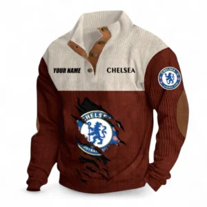 Chelsea Fans Gift Men's Stand Up Collar Base Shirt, All Over Print Men's Stand Up Collar Base Shirt For Sport Fan, Custom Name EPL117073125225-Dark Red