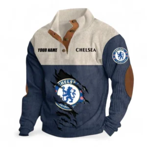 Chelsea Fans Gift Men's Stand Up Collar Base Shirt, All Over Print Men's Stand Up Collar Base Shirt For Sport Fan, Custom Name EPL117073125225-Navy Blue