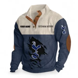 Tottenham Hotspur Fans Gift Men's Stand Up Collar Base Shirt, All Over Print Men's Stand Up Collar Base Shirt For Sport Fan, Custom Name EPL117073125231-Navy Blue