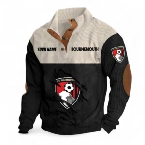 AFC Bournemouth Fans Gift Men's Stand Up Collar Base Shirt, All Over Print Men's Stand Up Collar Base Shirt For Sport Fan, Custom Name EPL117073125237-Black