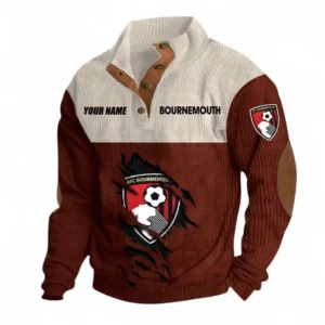 AFC Bournemouth Fans Gift Men's Stand Up Collar Base Shirt, All Over Print Men's Stand Up Collar Base Shirt For Sport Fan, Custom Name EPL117073125237-Dark Red