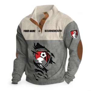 AFC Bournemouth Fans Gift Men's Stand Up Collar Base Shirt, All Over Print Men's Stand Up Collar Base Shirt For Sport Fan, Custom Name EPL117073125237-Gray