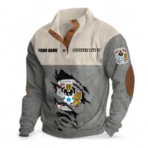 Coventry City Fans Gift Men's Stand Up Collar Base Shirt, All Over Print Men's Stand Up Collar Base Shirt For Sport Fan, Custom Name EPL117073125241-Gray