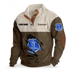 Everton Fans Gift Men's Stand Up Collar Base Shirt, All Over Print Men's Stand Up Collar Base Shirt For Sport Fan, Custom Name EPL117073125242-Brown