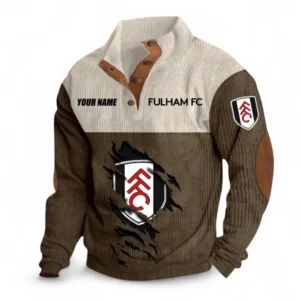 Fulham Fans Gift Men's Stand Up Collar Base Shirt, All Over Print Men's Stand Up Collar Base Shirt For Sport Fan, Custom Name EPL117073125243-Brown