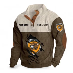 Hull City Fans Gift Men's Stand Up Collar Base Shirt, All Over Print Men's Stand Up Collar Base Shirt For Sport Fan, Custom Name EPL117073125244-Brown