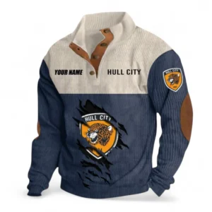 Hull City Fans Gift Men's Stand Up Collar Base Shirt, All Over Print Men's Stand Up Collar Base Shirt For Sport Fan, Custom Name EPL117073125244-Navy Blue