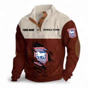 Ipswich Town Fans Gift Men's Stand Up Collar Base Shirt, All Over Print Men's Stand Up Collar Base Shirt For Sport Fan, Custom Name EPL117073125245-Dark Red
