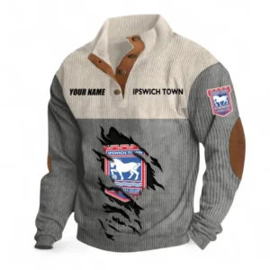 Ipswich Town Fans Gift Men's Stand Up Collar Base Shirt, All Over Print Men's Stand Up Collar Base Shirt For Sport Fan, Custom Name EPL117073125245-Gray