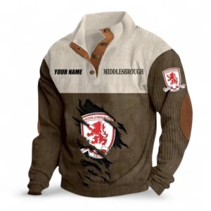 Middlesbrough Fans Gift Men's Stand Up Collar Base Shirt, All Over Print Men's Stand Up Collar Base Shirt For Sport Fan, Custom Name EPL117073125247-Brown