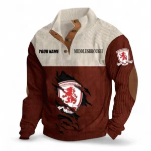 Middlesbrough Fans Gift Men's Stand Up Collar Base Shirt, All Over Print Men's Stand Up Collar Base Shirt For Sport Fan, Custom Name EPL117073125247-Dark Red