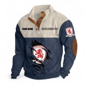 Middlesbrough Fans Gift Men's Stand Up Collar Base Shirt, All Over Print Men's Stand Up Collar Base Shirt For Sport Fan, Custom Name EPL117073125247-Navy Blue