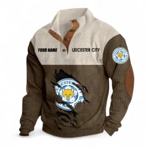 Leicester City Fans Gift Men's Stand Up Collar Base Shirt, All Over Print Men's Stand Up Collar Base Shirt For Sport Fan, Custom Name EPL117073125263-Brown