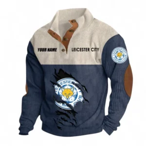 Leicester City Fans Gift Men's Stand Up Collar Base Shirt, All Over Print Men's Stand Up Collar Base Shirt For Sport Fan, Custom Name EPL117073125263-Navy Blue