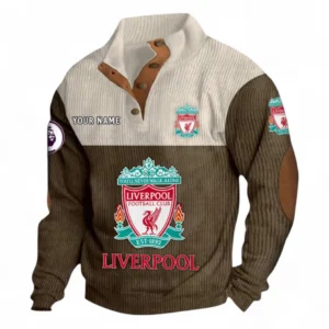 Liverpool Fans Gift Men's Stand Up Collar Base Shirt, All Over Print Men's Stand Up Collar Base Shirt For Sport Fan, Custom Name EPL118073125555-Brown