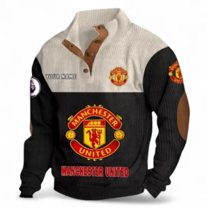 Manchester United Fans Gift Men's Stand Up Collar Base Shirt, All Over Print Men's Stand Up Collar Base Shirt For Sport Fan, Custom Name EPL118073125556-Black