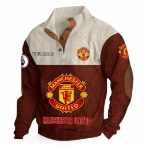 Manchester United Fans Gift Men's Stand Up Collar Base Shirt, All Over Print Men's Stand Up Collar Base Shirt For Sport Fan, Custom Name EPL118073125556-Dark Red
