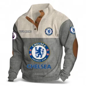 Chelsea Fans Gift Men's Stand Up Collar Base Shirt, All Over Print Men's Stand Up Collar Base Shirt For Sport Fan, Custom Name EPL118073125559-Gray