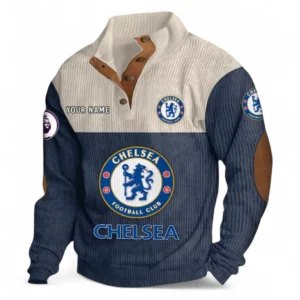 Chelsea Fans Gift Men's Stand Up Collar Base Shirt, All Over Print Men's Stand Up Collar Base Shirt For Sport Fan, Custom Name EPL118073125559-Navy Blue