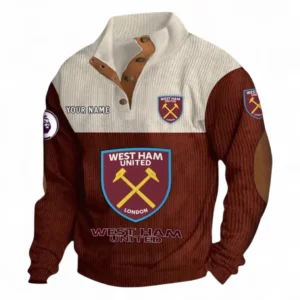 West Ham United Fans Gift Men's Stand Up Collar Base Shirt, All Over Print Men's Stand Up Collar Base Shirt For Sport Fan, Custom Name EPL118073125560-Dark Red