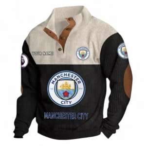 Manchester City Fans Gift Men's Stand Up Collar Base Shirt, All Over Print Men's Stand Up Collar Base Shirt For Sport Fan, Custom Name EPL118073125566-Black