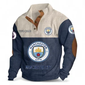Manchester City Fans Gift Men's Stand Up Collar Base Shirt, All Over Print Men's Stand Up Collar Base Shirt For Sport Fan, Custom Name EPL118073125566-Navy Blue