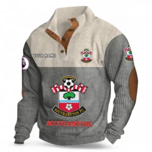 Southampton Fans Gift Men's Stand Up Collar Base Shirt, All Over Print Men's Stand Up Collar Base Shirt For Sport Fan, Custom Name EPL118073125570-Gray