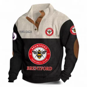 Brentford Fans Gift Men's Stand Up Collar Base Shirt, All Over Print Men's Stand Up Collar Base Shirt For Sport Fan, Custom Name EPL118073125572-Black