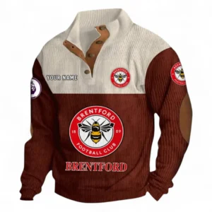 Brentford Fans Gift Men's Stand Up Collar Base Shirt, All Over Print Men's Stand Up Collar Base Shirt For Sport Fan, Custom Name EPL118073125572-Dark Red