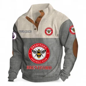 Brentford Fans Gift Men's Stand Up Collar Base Shirt, All Over Print Men's Stand Up Collar Base Shirt For Sport Fan, Custom Name EPL118073125572-Gray