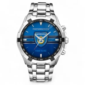 Portsmouth Fans Gift Steel Watches, All Over Print Steel Watches For Sport Fan, Custom Name EPL99072825010