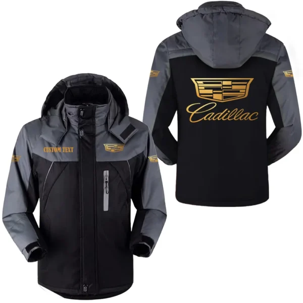 cadillac hooded fleece long jacket hflj0112312026 car all over print hooded fleece long jacket black o67n2