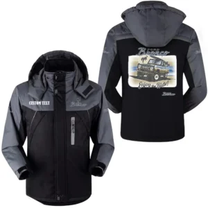Car Fans Gift Outdoor Charging Suit, Hooded Fleece Long Jacket Exclusive Logo For Car Enthusiants, Custom Name HFLJ0112312045 - Black