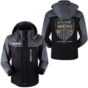 Car Fans Gift Outdoor Charging Suit, Hooded Fleece Long Jacket Exclusive Logo For Car Enthusiants, Custom Name HFLJ0112312047 - Black