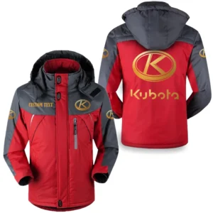 Tractor Fans Gift Outdoor Charging Suit, Hooded Fleece Long Jacket Exclusive Logo For Car Enthusiants, Custom Name HFLJ0112312085 - Red