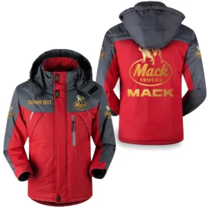 Truck Fans Gift Outdoor Charging Suit, Hooded Fleece Long Jacket Exclusive Logo For Car Enthusiants, Custom Name HFLJ0112312091 - Red