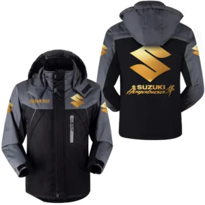 Car Fans Gift Outdoor Charging Suit, Hooded Fleece Long Jacket Exclusive Logo For Car Enthusiants, Custom Name HFLJ0112312130 - Black